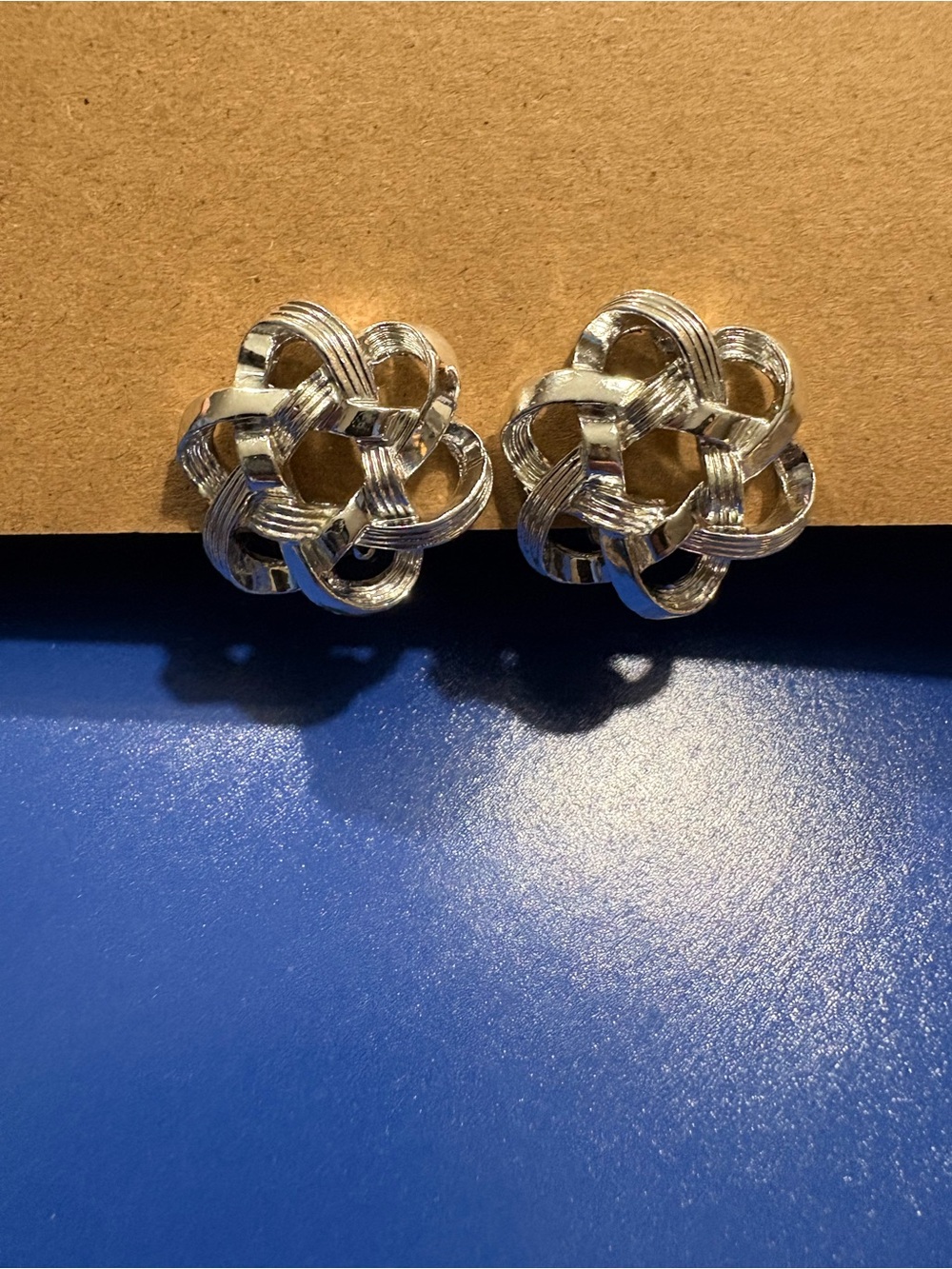 Silver Knot Floral Clip-On Earrings - Women Jewelry
